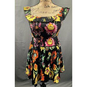 Urban Outfitters Dress Women Small Bold Floral Smocked Mutlicolor‎ Mini Romantic